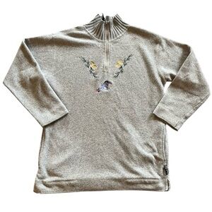Vintage 90s Disney Winnie The Pooh Grey Eeyore 1/4 Zip Mock Neck Fleece